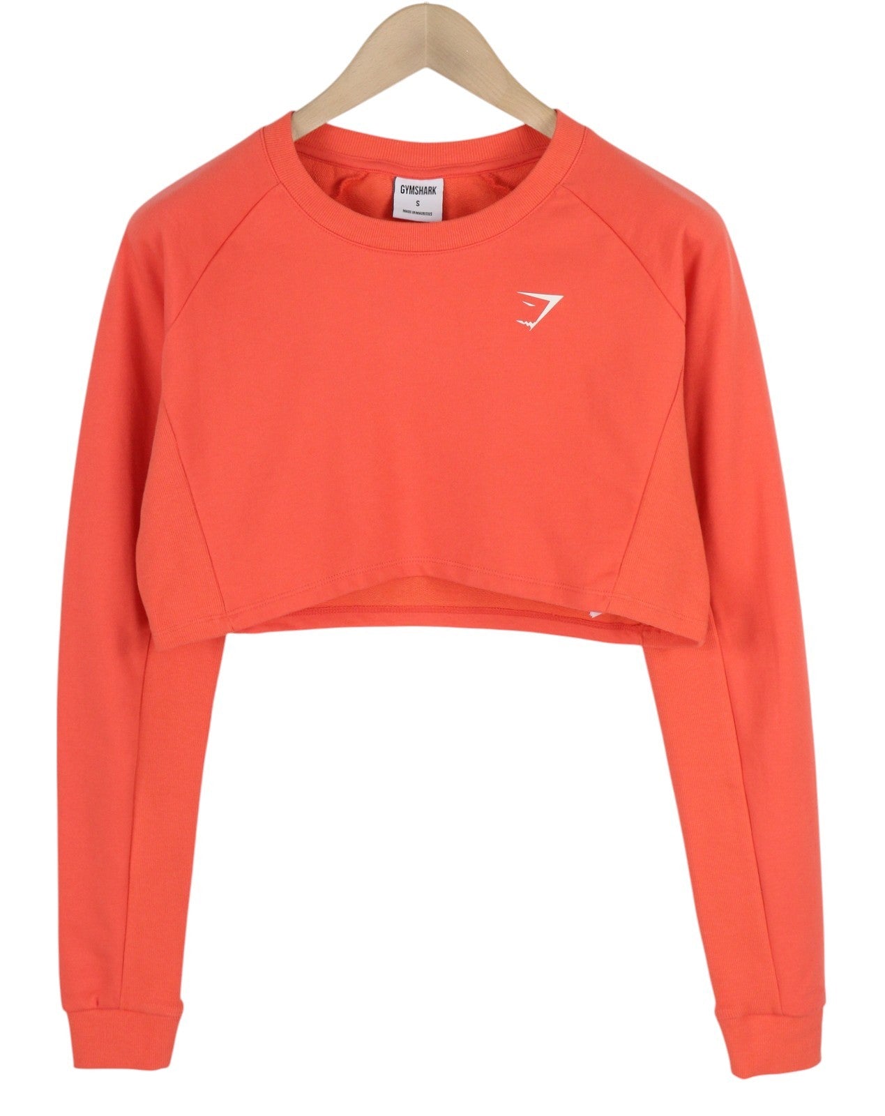 GYMSHARK GLPO4713 moteriškas džemperis S ilgomis rankovėmis, trumpintas apvalios iškirptės treniruotėms 