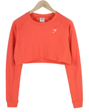 GYMSHARK GLPO4713 moteriškas džemperis S ilgomis rankovėmis, trumpintas apvalios iškirptės treniruotėms 