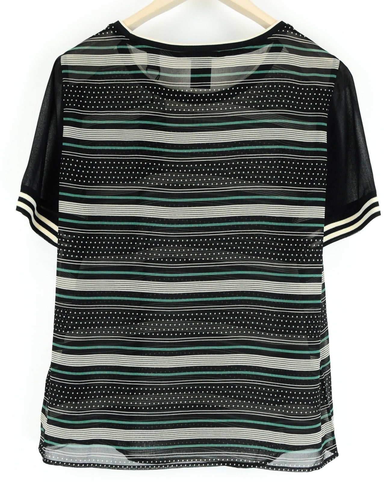 MAISON SCOTCH Women M Black Short Sleeve Patterned Lightweight Pullover