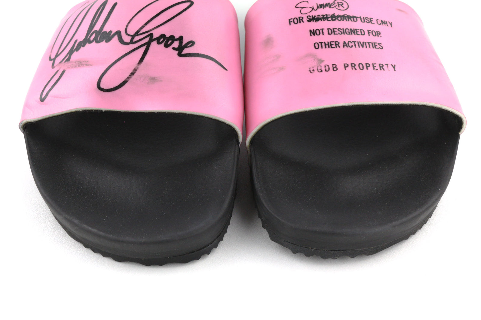 GOLDEN GOOSE Poolstar Women Slippers EU39 Pink Black Slip On Swimming Casual