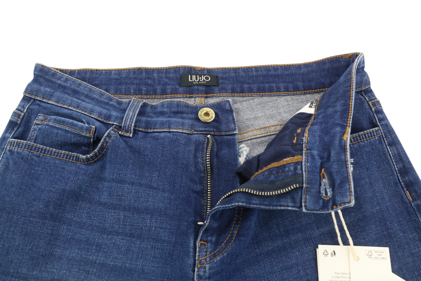 LIU JO Tasche Con Risvolto Women Jeans ~W30/L29 Straight Fit Washed Denim Blue