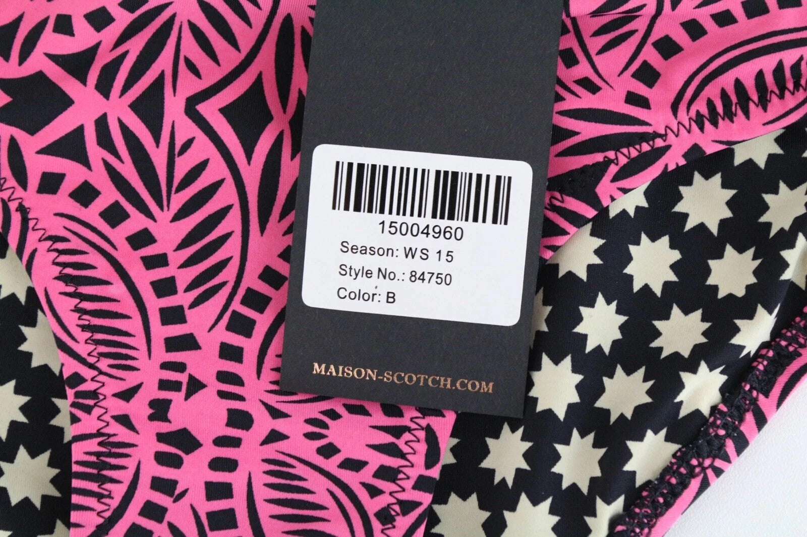 MAISON SCOTCH XS Pink Patterned Bikini Bottom Beach Poolwear for Women