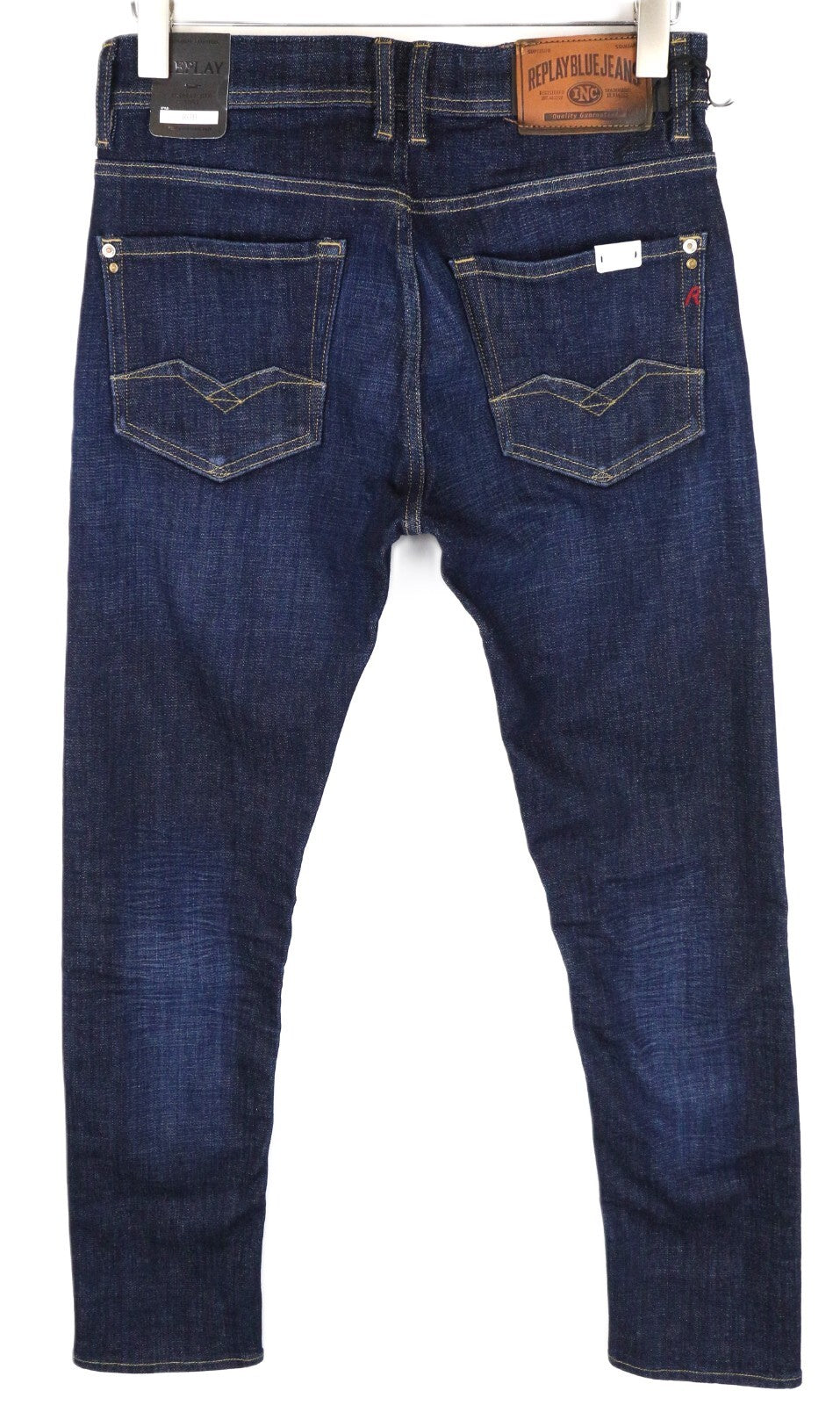REPLAY Rob W29 L32 mėlyni tiesūs siaurėjantys vyriški džinsai iš tamprios medvilnės 