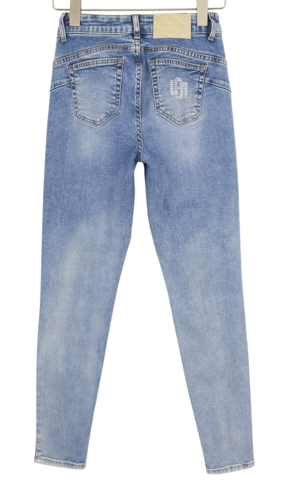 LIU JO Women Jeans W28 Skinny Fit High Waist Zipper Washed Denim Blue Pockets