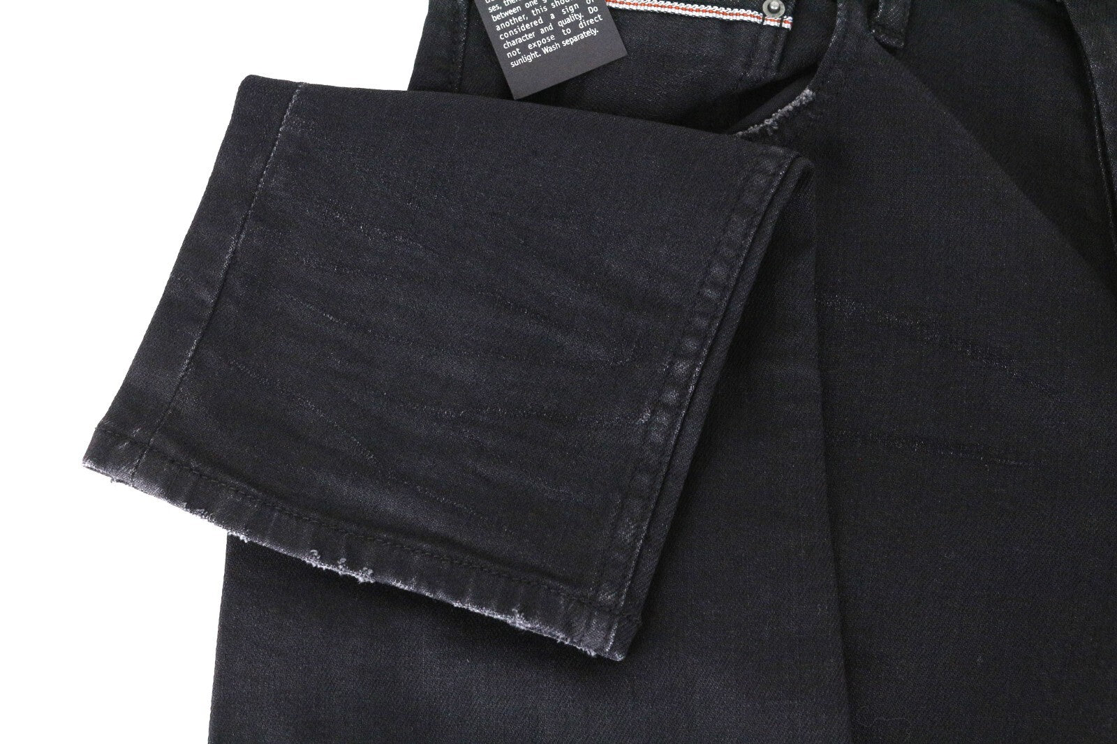 REPLAY Grover W30 L34 Black Selvedge Jeans Men's Washed Straight Fit Stretch