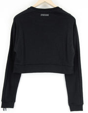 GYMSHARK moteriškas juodas džemperis ilgomis rankovėmis, trumpintas medvilninis megztinis S dydžio 