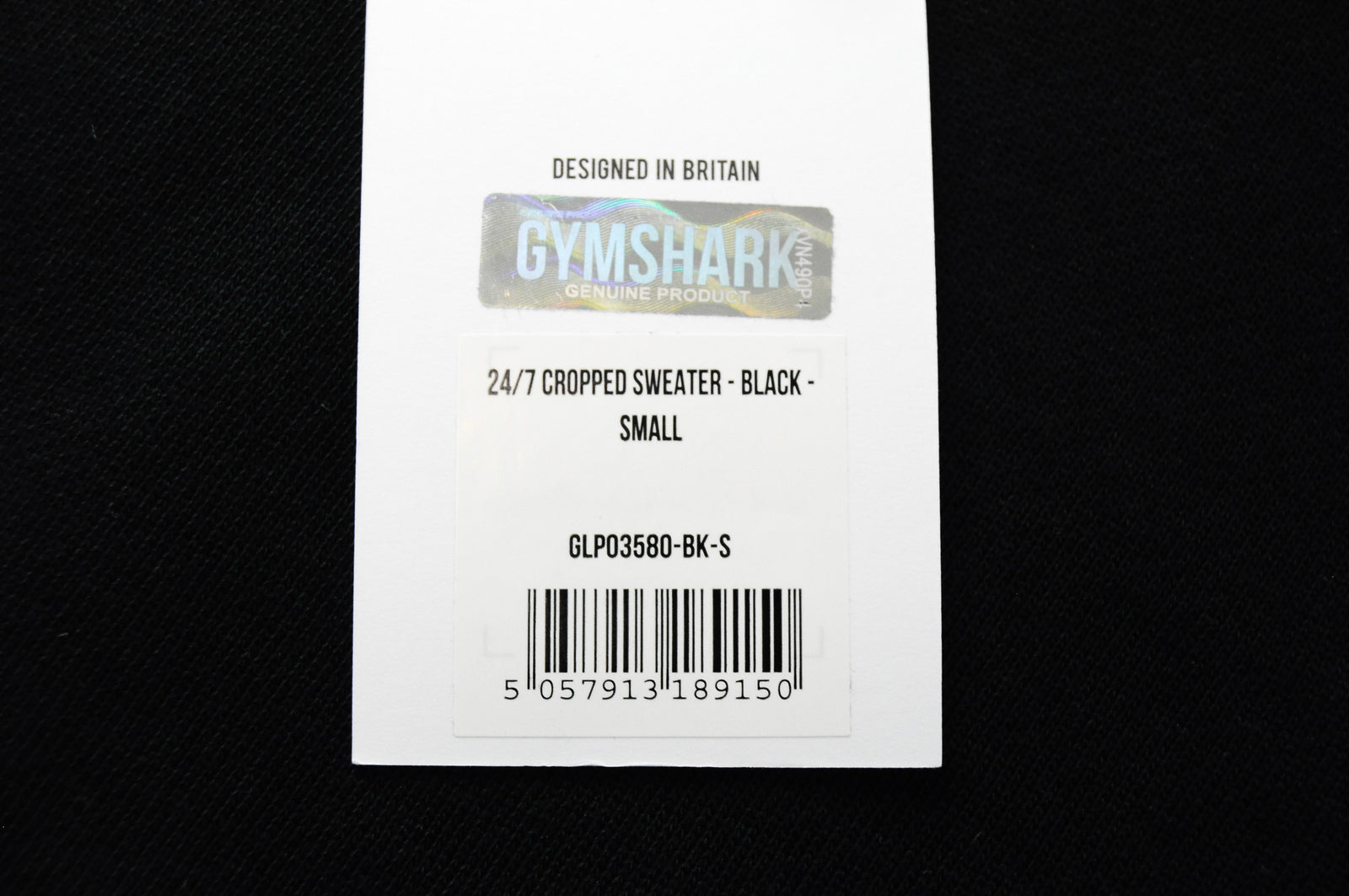 GYMSHARK moteriškas juodas džemperis ilgomis rankovėmis, trumpintas medvilninis megztinis S dydžio 