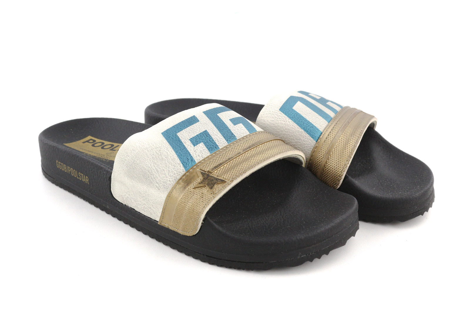 GOLDEN GOOSE Poolstar moteriškos šlepetės, 39 vnt., juodos ir baltos, užmaunamos, vasarinės. 