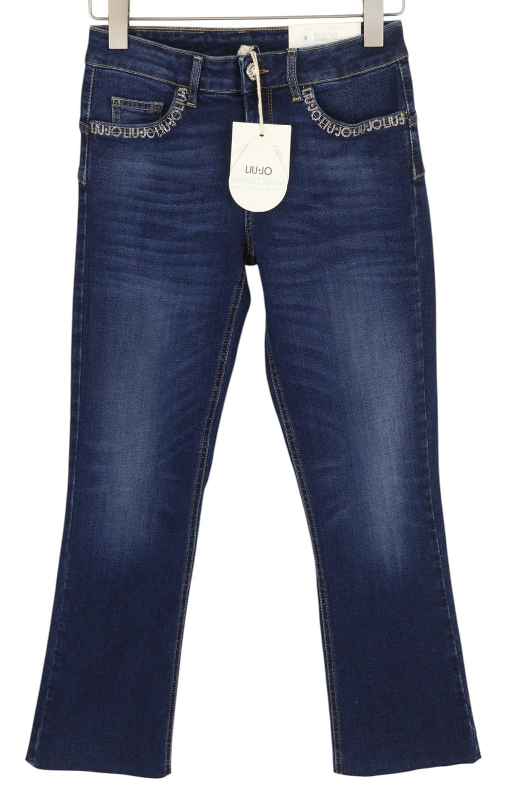 LIU JO Fly Women Jeans W28/L26 Washed Blue Denim Ankle Distress Bottom Up Fly