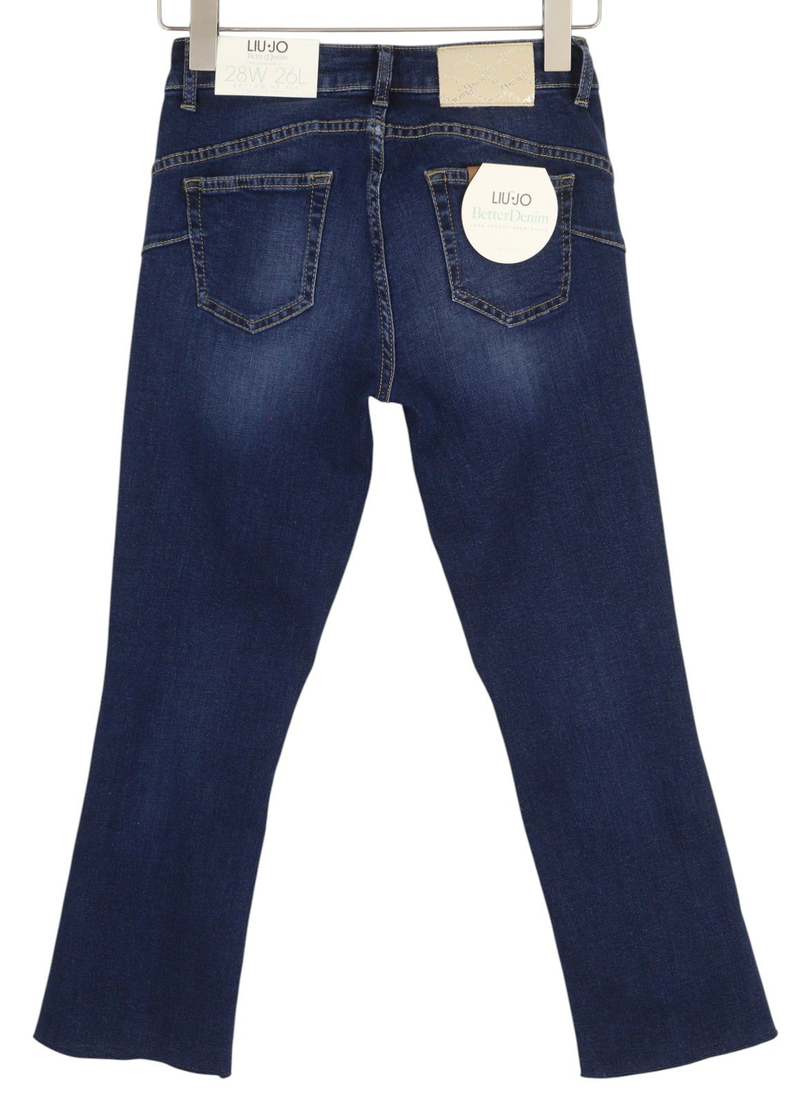 LIU JO Fly Women Jeans W28/L26 Washed Blue Denim Ankle Distress Bottom Up Fly