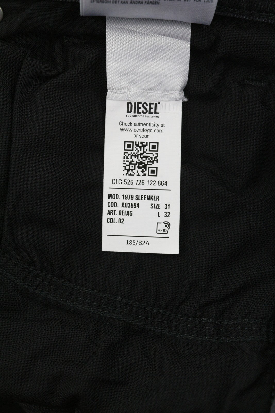 DIESEL 1979 Sleenker 0EIAG Men Jeans W31/L32 Skinny Fit Low Waist Washed Denim