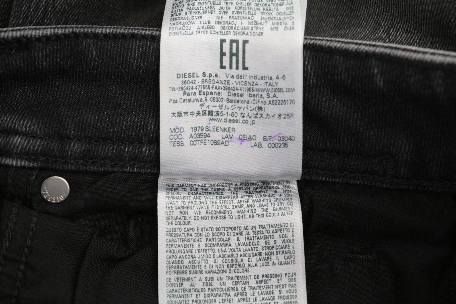 DIESEL 1979 Sleenker 0EIAG Men Jeans W31/L32 Skinny Fit Low Waist Washed Denim