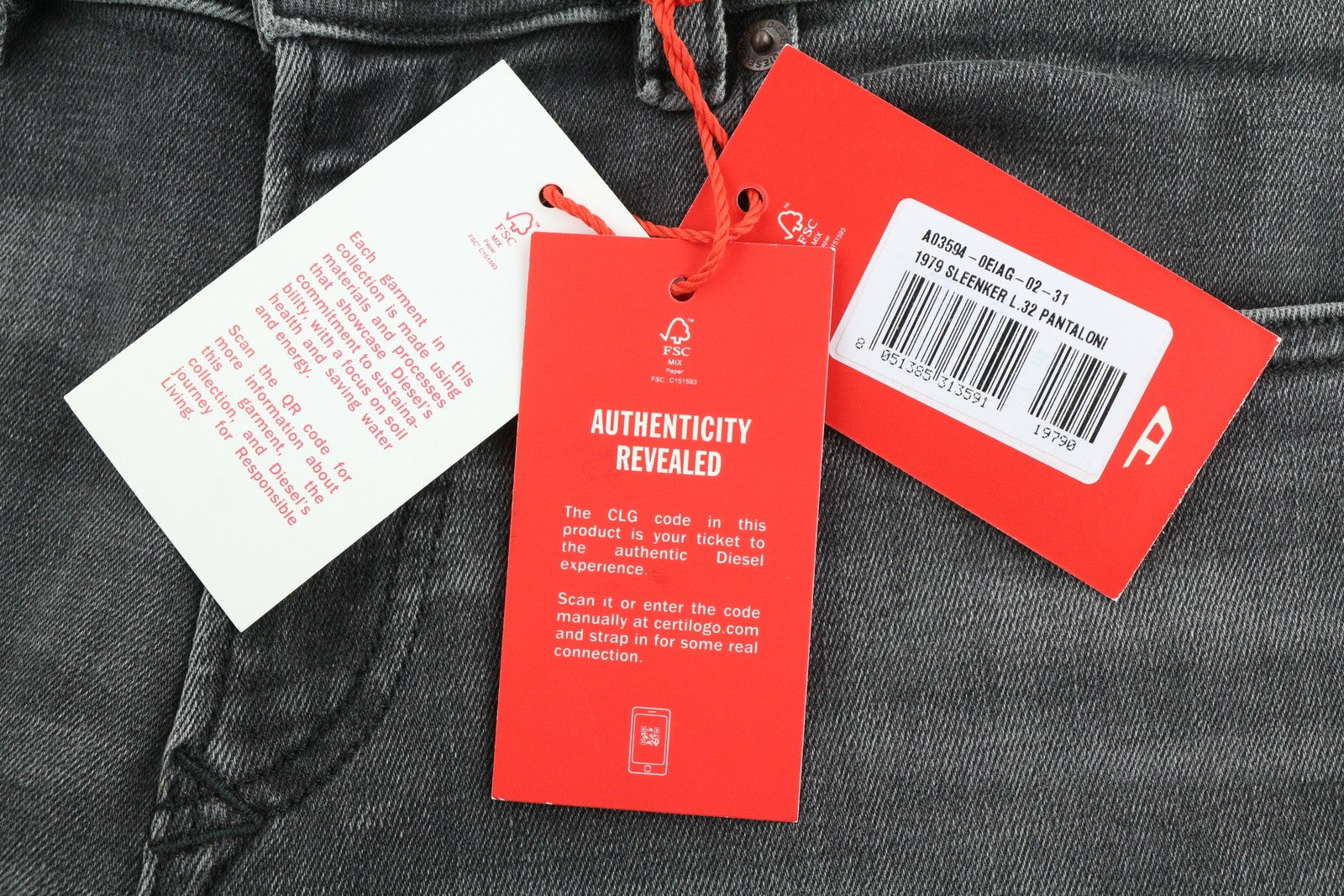 DIESEL 1979 Sleenker 0EIAG Men Jeans W31/L32 Skinny Fit Low Waist Washed Denim