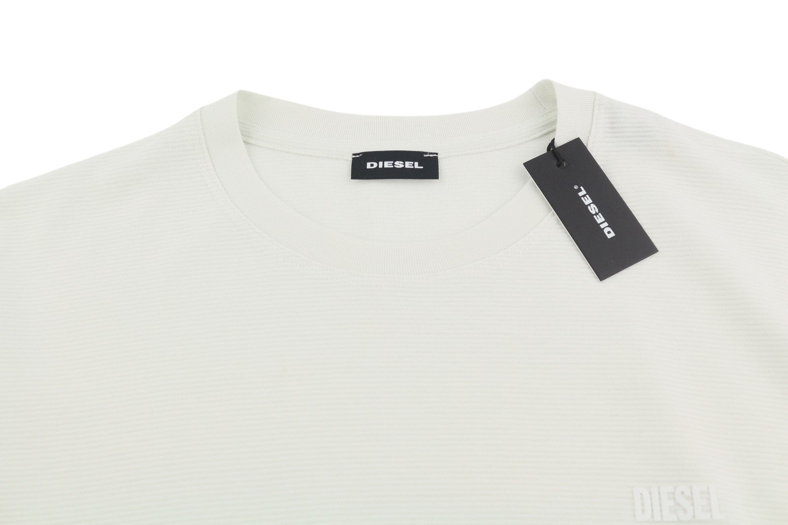 DIESEL T-Diego-Long-A-R-HD Men T-Shirt M White Pullover Long Sleeve Crew Collar