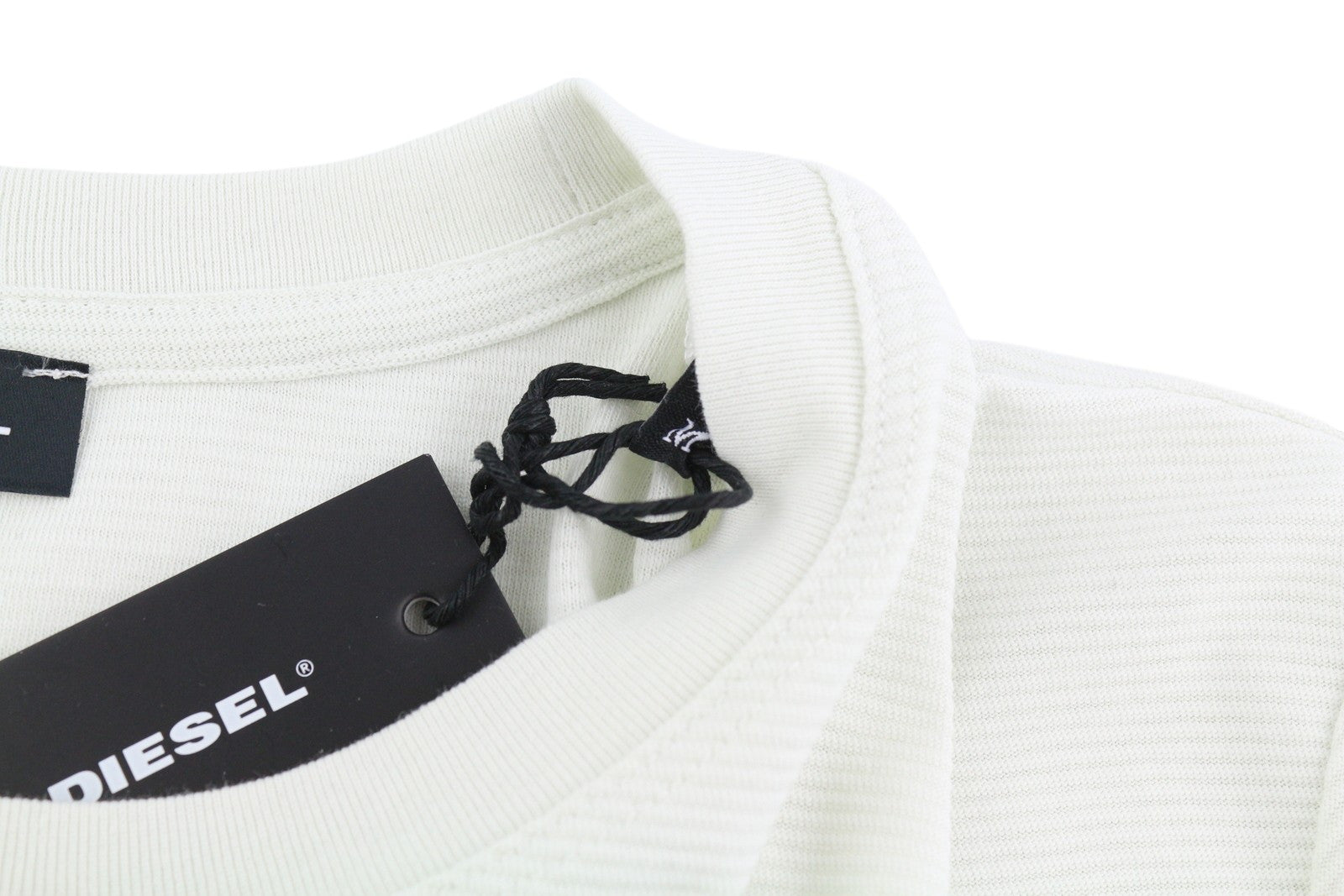 DIESEL T-Diego-Long-A-R-HD Men T-Shirt M White Pullover Long Sleeve Crew Collar