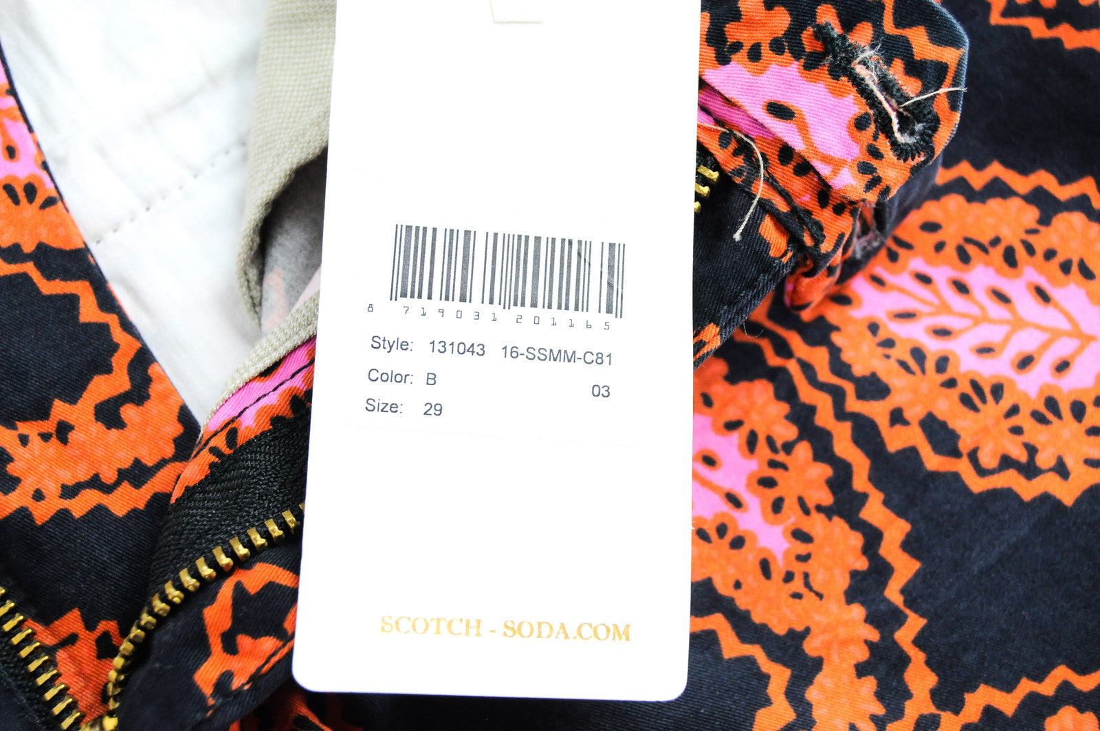 Men's SCOTCH & SODA Shorts W29 Navy Cotton Orange Paisley