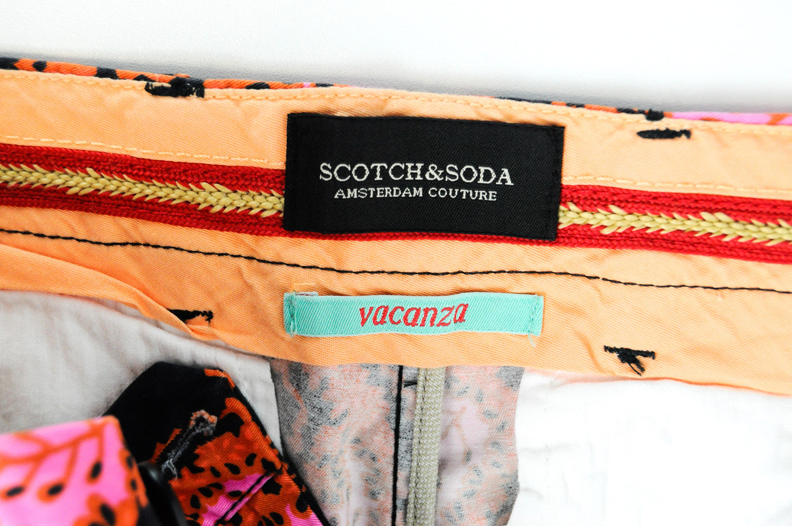 Men's SCOTCH & SODA Shorts W29 Navy Cotton Orange Paisley