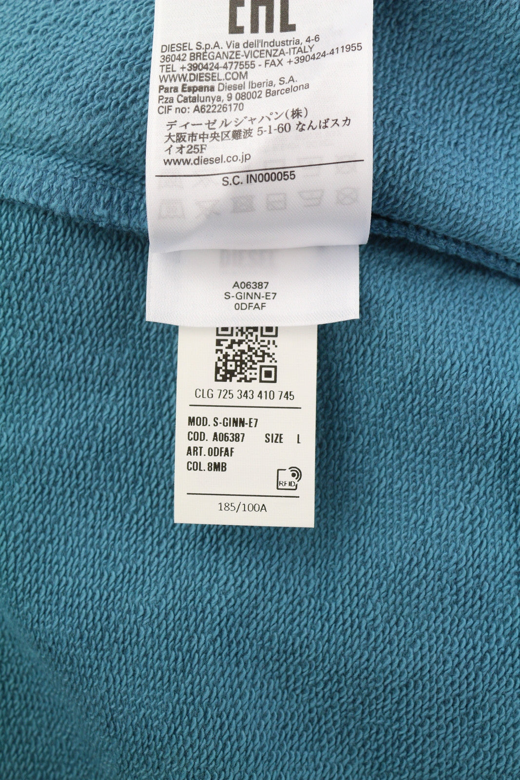 DIESEL S-Ginn-E7 vyriškas džemperis L dydžio, mėlynas, megztinis ilgomis rankovėmis, apvalia apykakle, rekomenduojama kaina – 175 € 