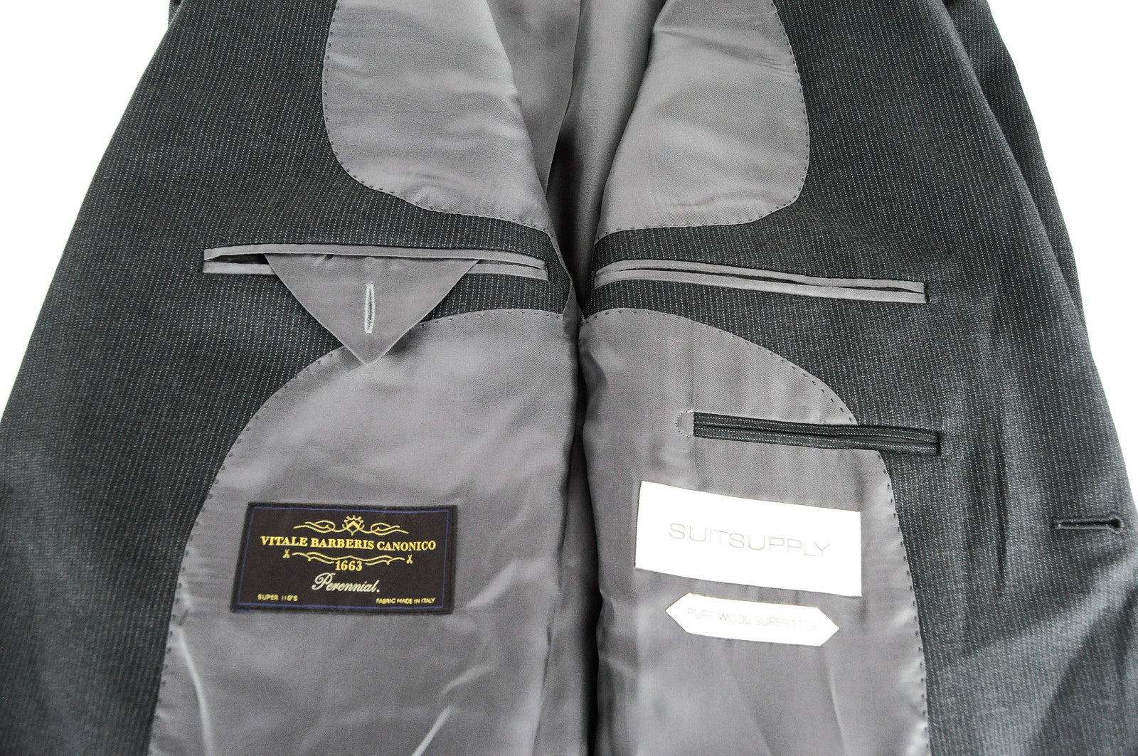 SUITSUPPLY Napoli Men's Blazer UK40R Grey Striped Wool Super 110's Slim