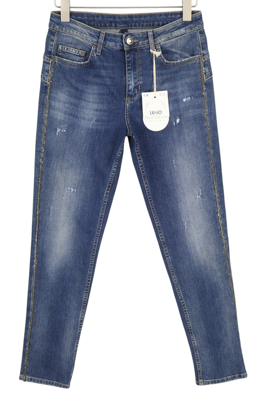 LIU JO Precious Women Jeans W28 Washed Denim Blue Ripped Distress Skinny Fit