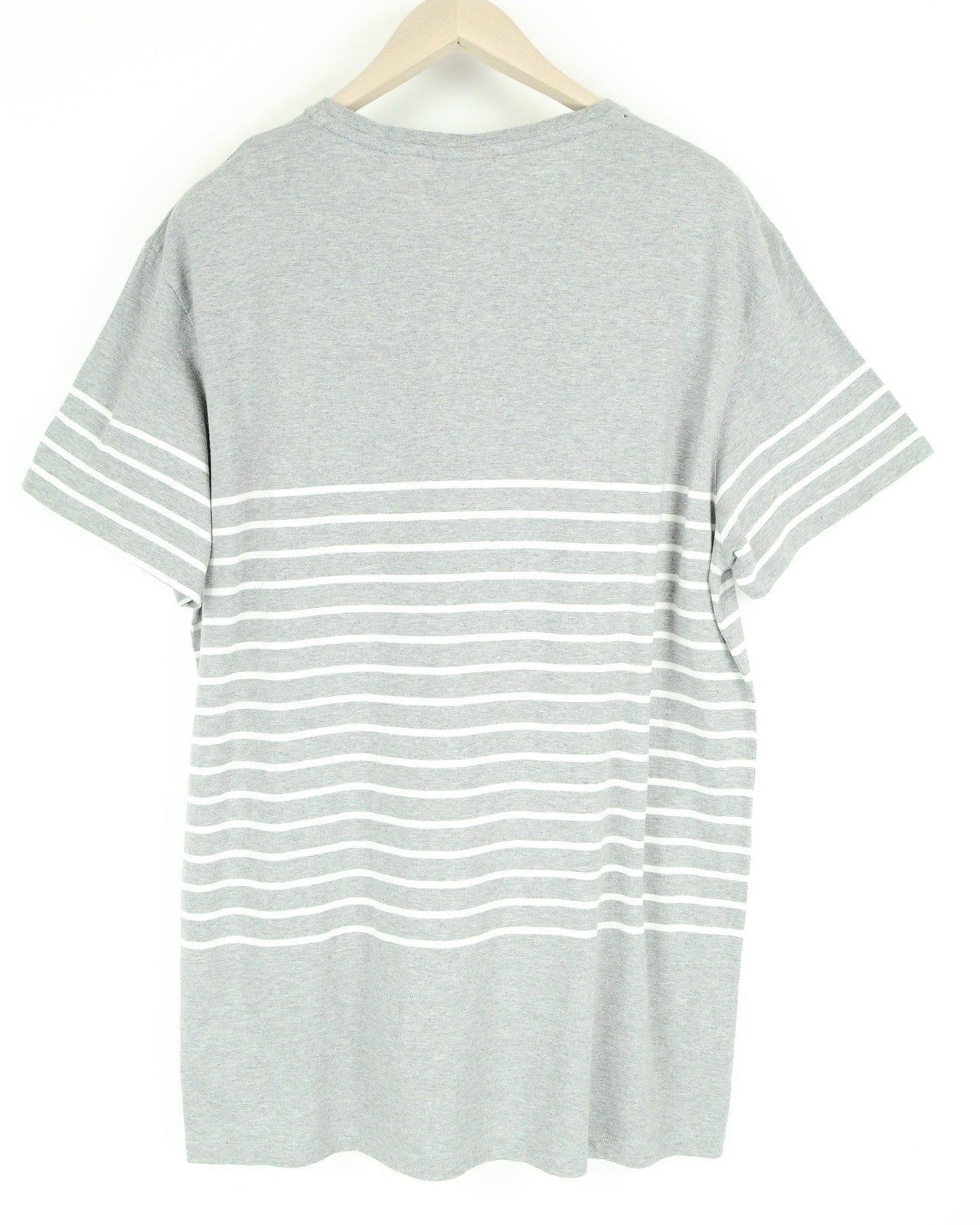 GANT Men's T-Shirt XL Grey Striped Cotton Short Sleeve Pocket