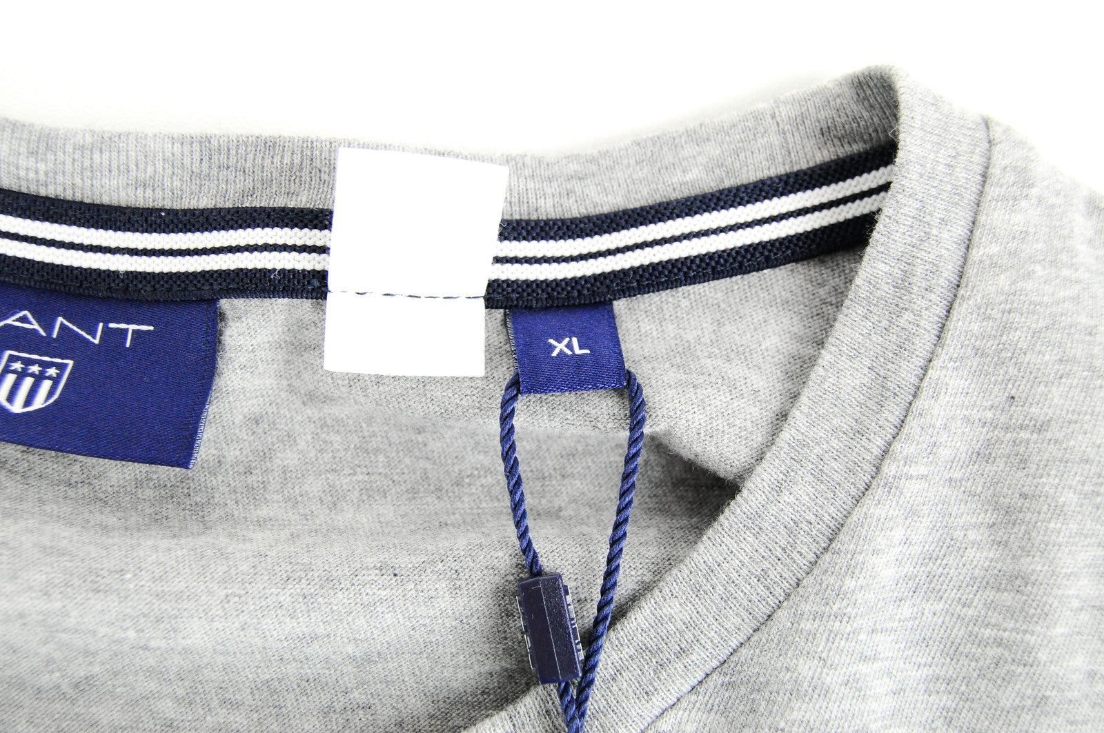 GANT Men's T-Shirt XL Grey Striped Cotton Short Sleeve Pocket