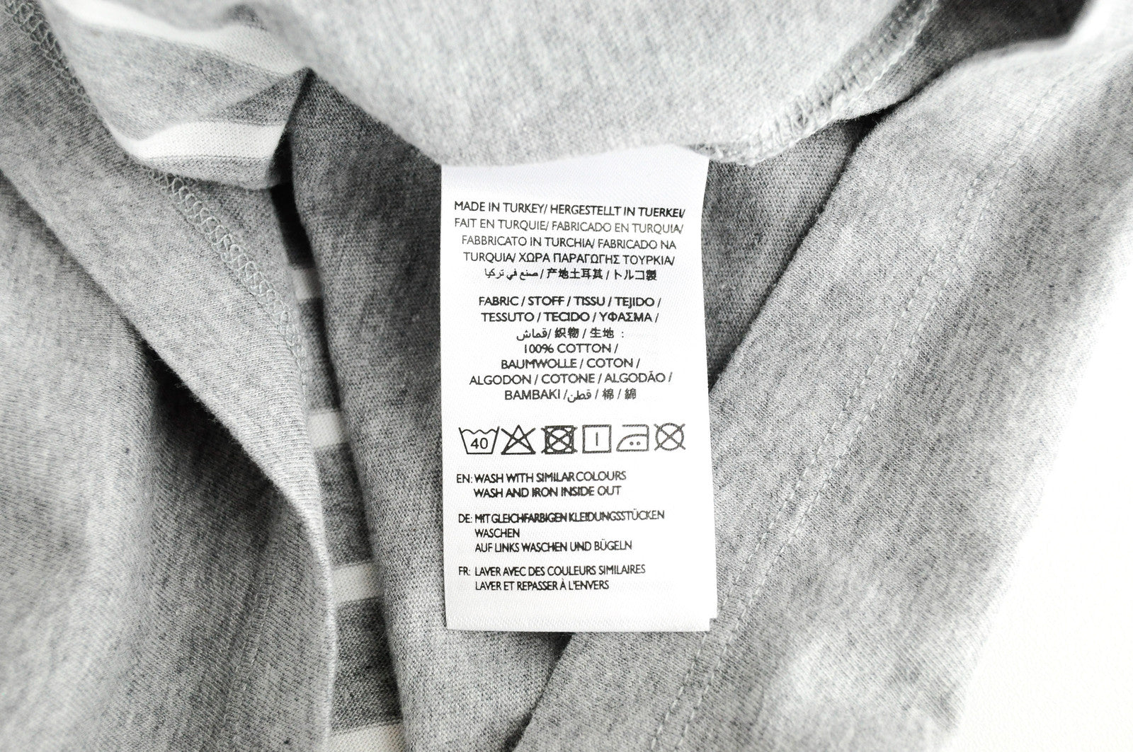 GANT Men's T-Shirt XL Grey Striped Cotton Short Sleeve Pocket