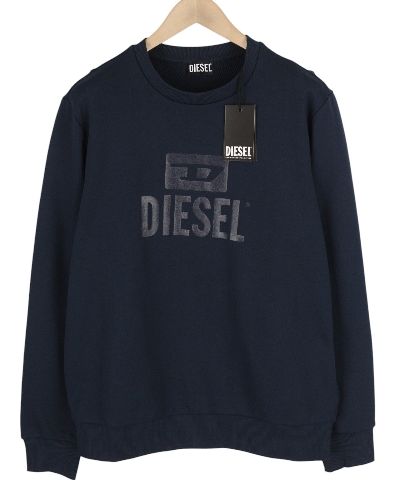 DIESEL S-Gir-Crewneck Tone On Tone vyriškas džemperis L dydžio, mėlynas, megztinis RRP110