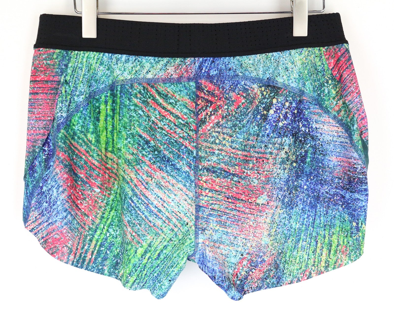 SWEATY BETTY trigubo šuolio šortai XL dydžio, mėlyni, sportinė apranga su užtrauktuku ir kišenėmis moterims. 