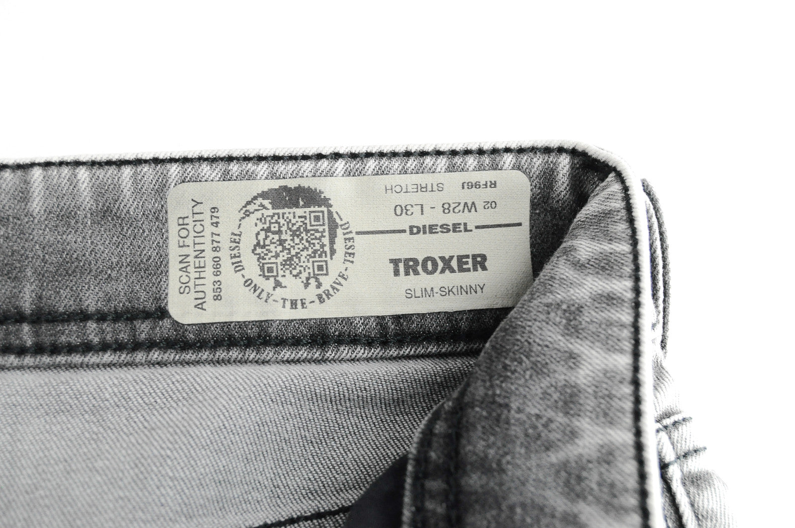 Vyriški DIESEL džinsai Troxer RF96L W28/L30 Slim Skinny pilki tamprūs 