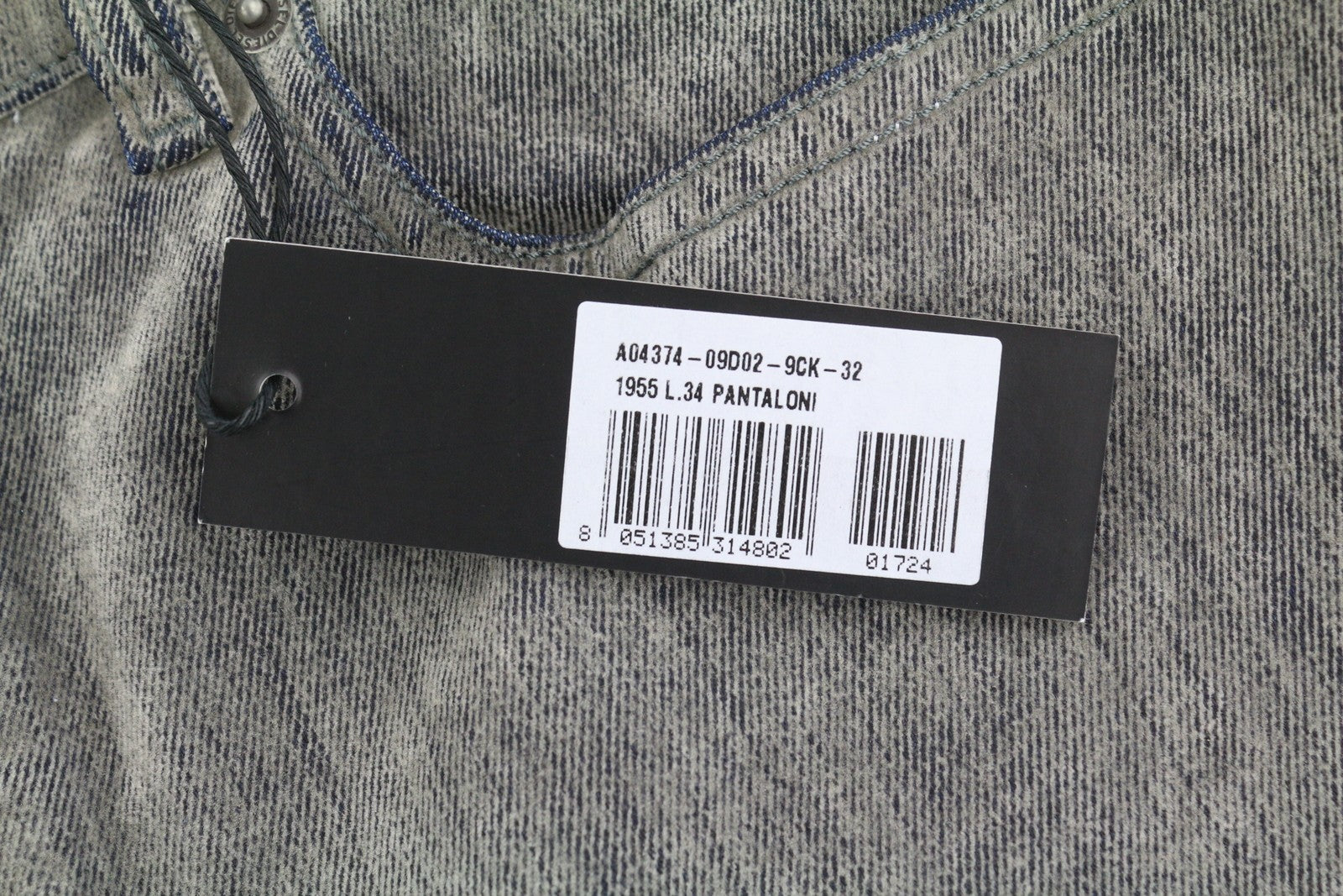 DIESEL D-Rekiv-Z 09D02 vyriški džinsai W32/L34 įprasto kirpimo, su sagomis, skalbti, rekomenduojama mažmeninė kaina – 250 € 