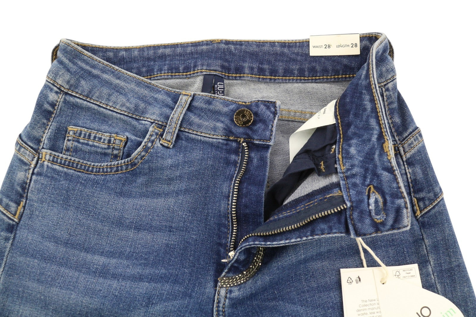 LIU JO Ideal Women Jeans W28/L28 Denim Blue Skinny High Waist Ankle Bottom Up