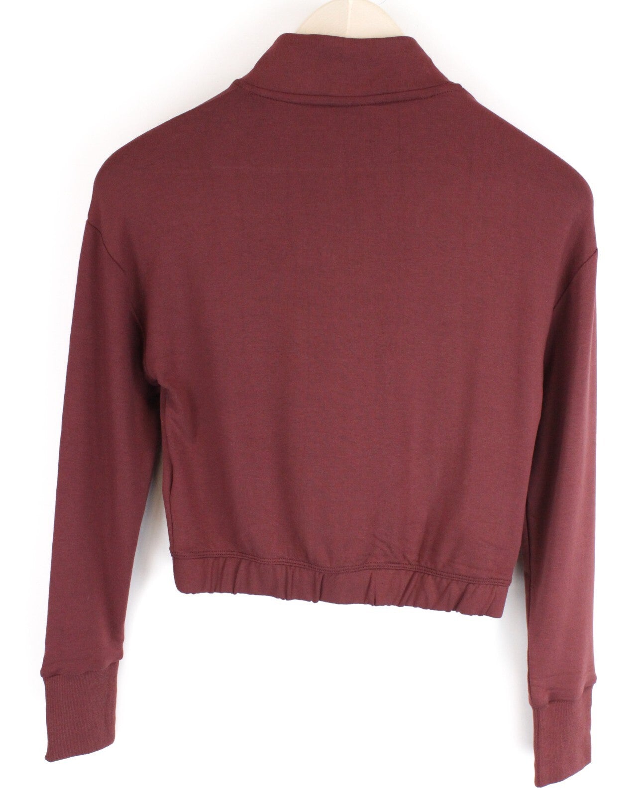 GYM SHARK moteriškas Pippa džemperis XS dydžio vyšnių rudos spalvos ilgomis rankovėmis, tamprus sportinis trumpas džemperis 