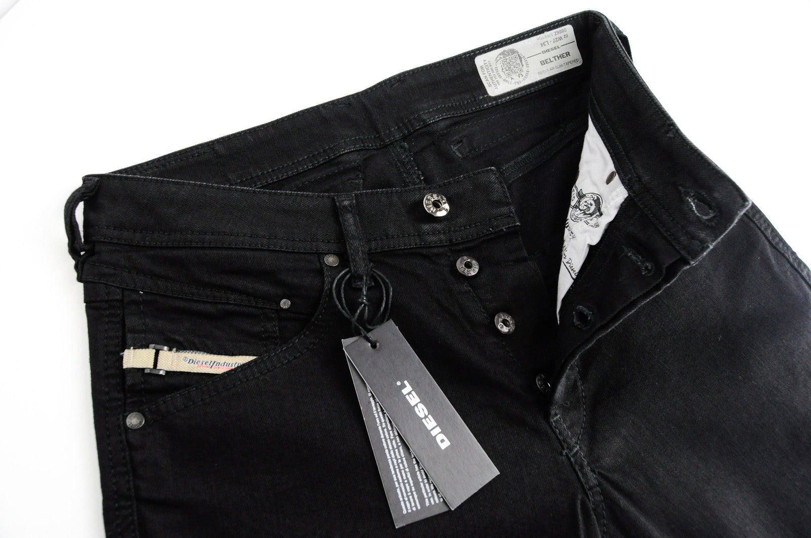 Vyriški DIESEL Belther 0886Z džinsai W27/L34 Slim juodi tamprūs džinsai 