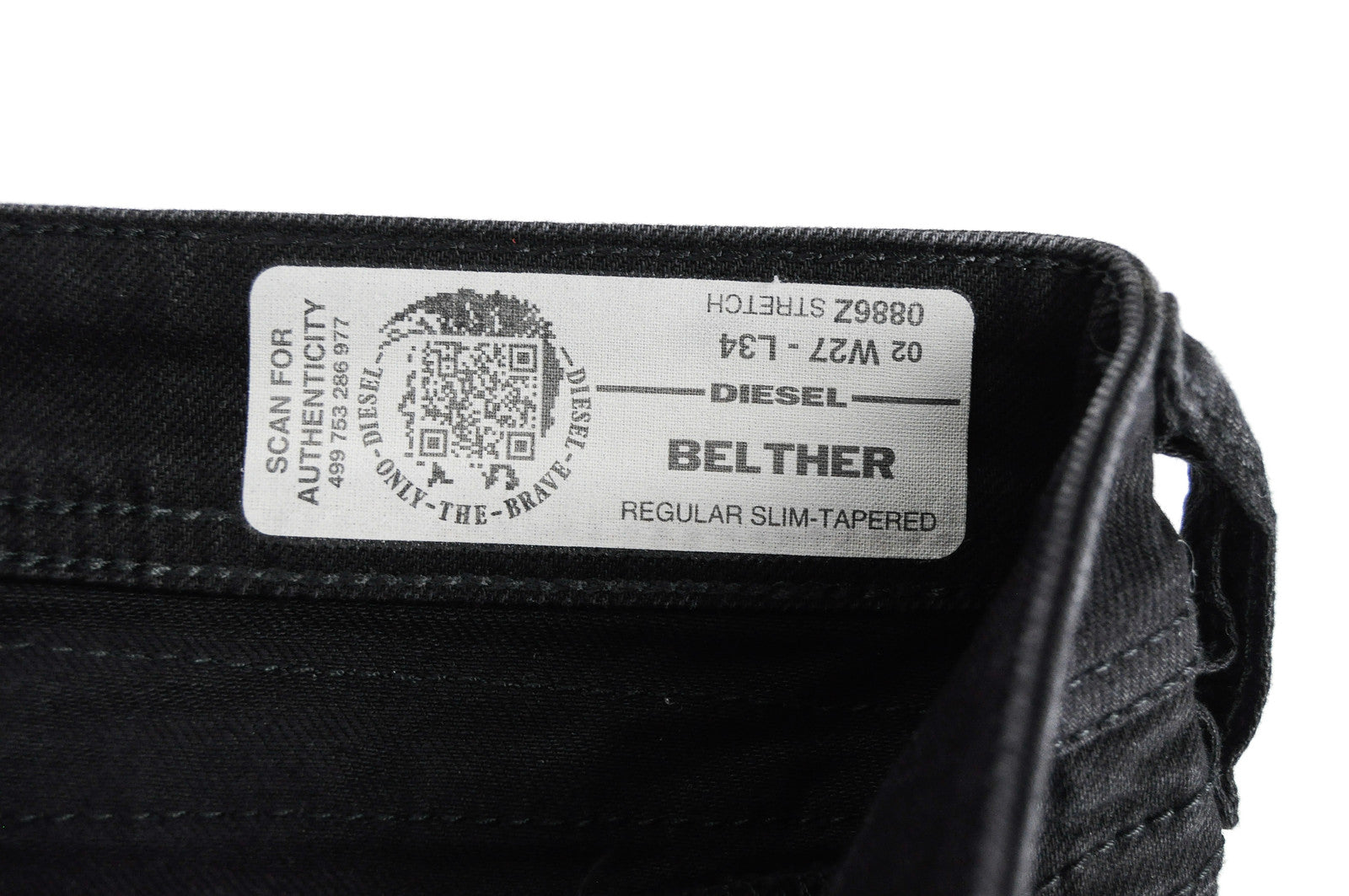 Vyriški DIESEL Belther 0886Z džinsai W27/L34 Slim juodi tamprūs džinsai 