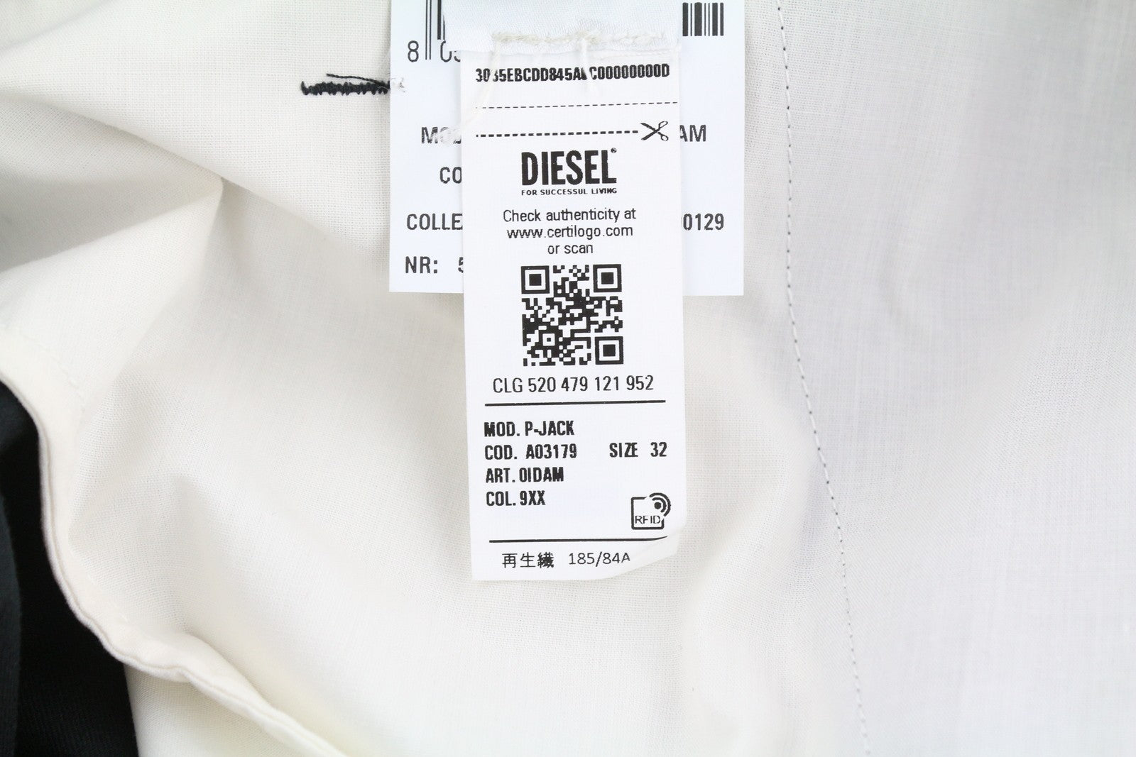 DIESEL P-Jack 0IDAM vyriškos kelnės W32 Chino Slim Fit su užtrauktuku, juodos, RRP 150 € 