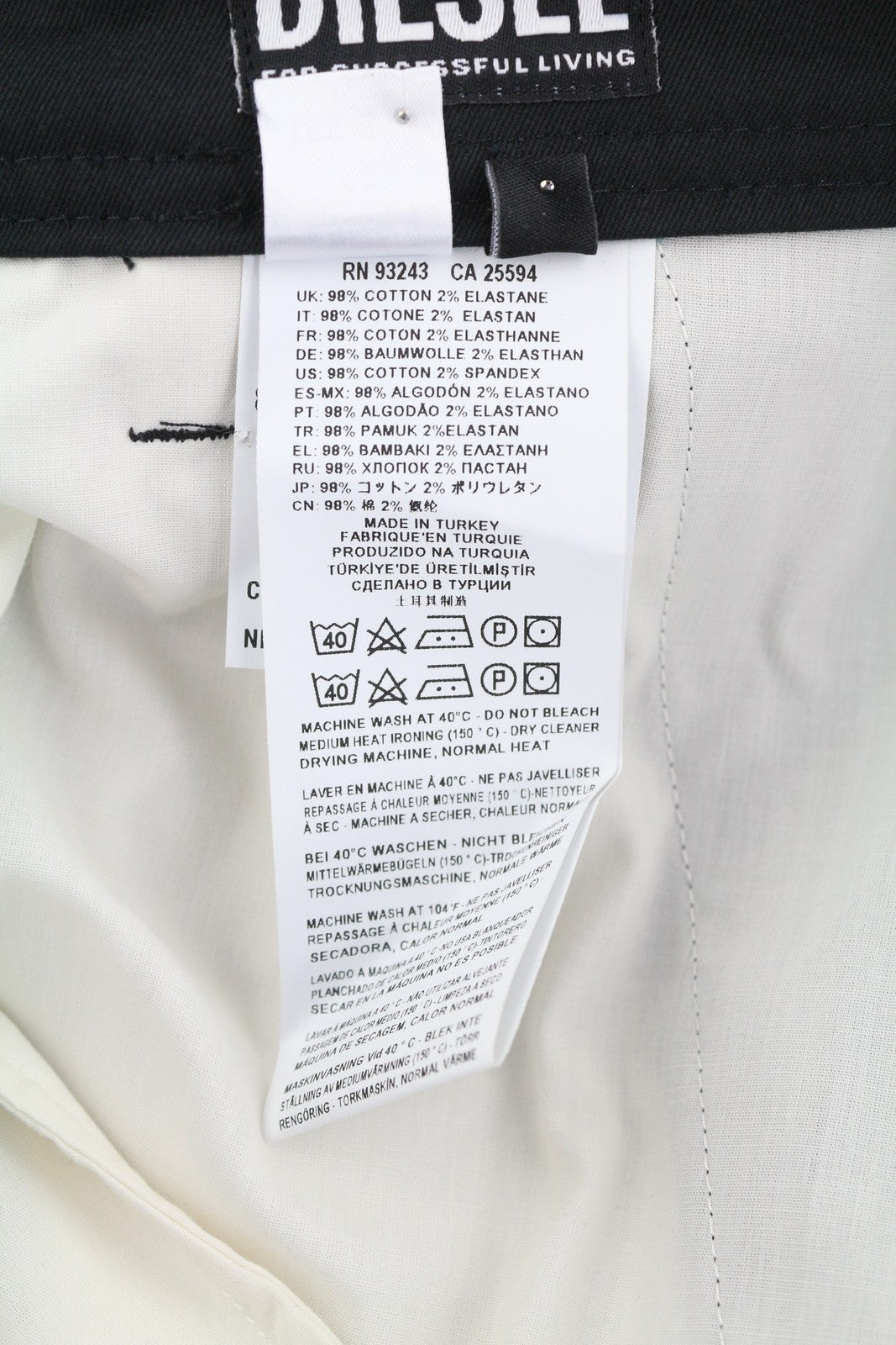 DIESEL P-Jack 0IDAM vyriškos kelnės W32 Chino Slim Fit su užtrauktuku, juodos, RRP 150 € 