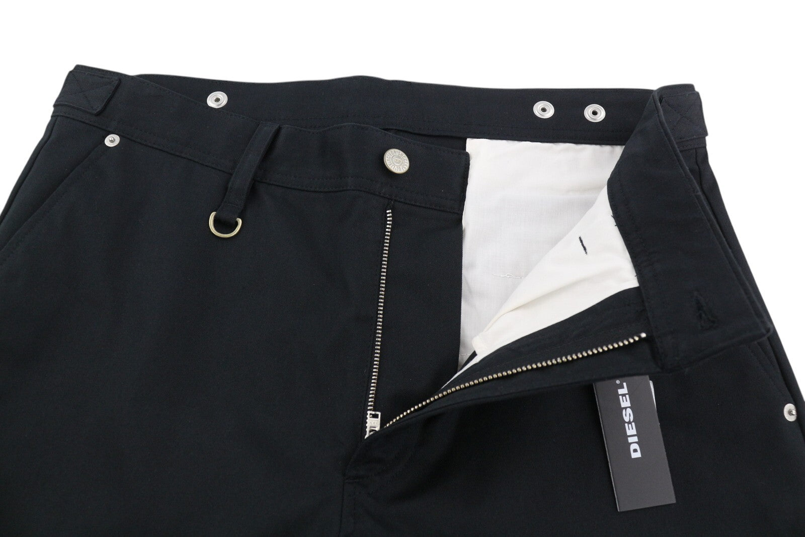 DIESEL P-Jack 0IDAM vyriškos kelnės W33 Chino Slim Fit su užtrauktuku, juodos, RRP 150 € 