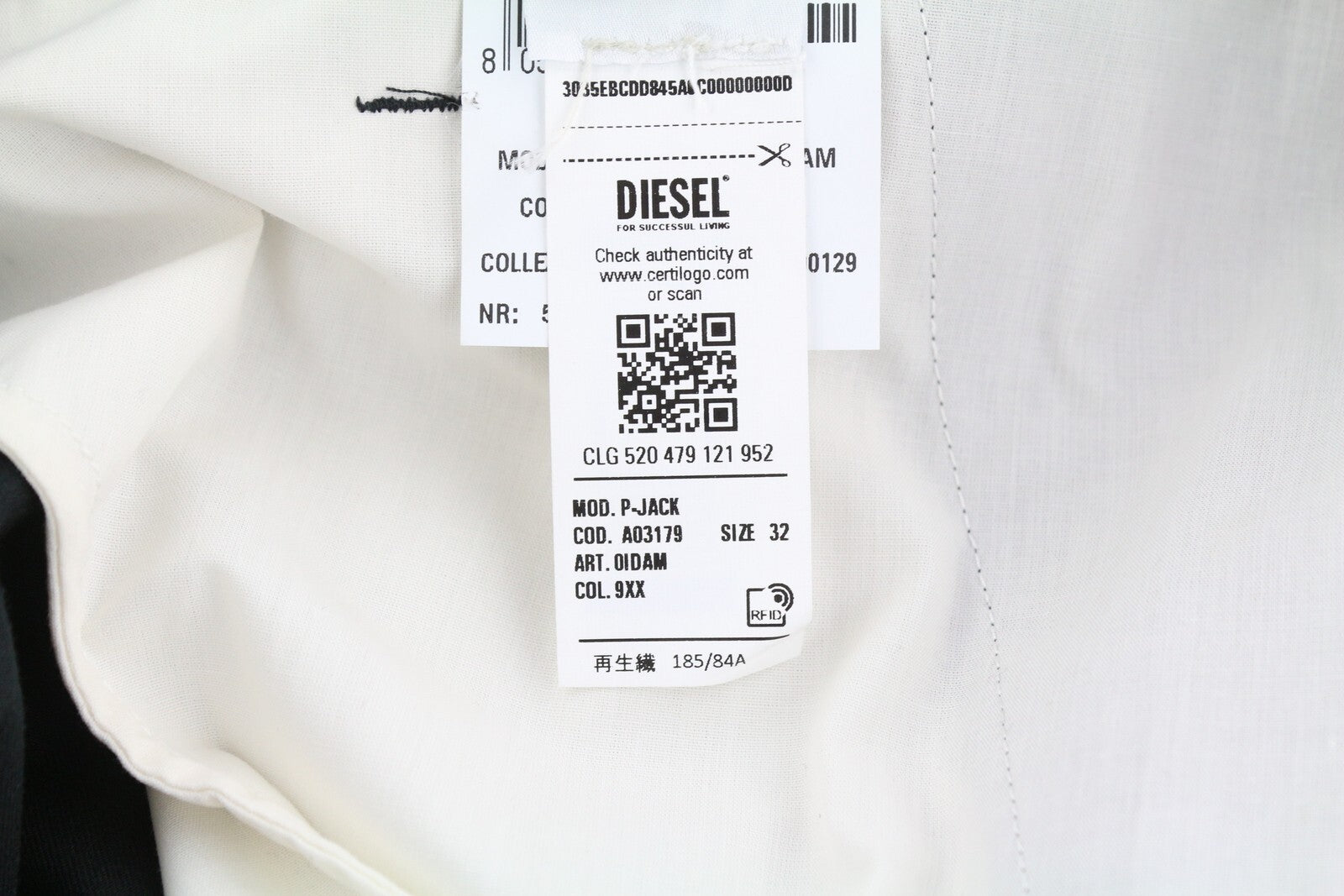 DIESEL P-Jack 0IDAM vyriškos kelnės W33 Chino Slim Fit su užtrauktuku, juodos, RRP 150 € 