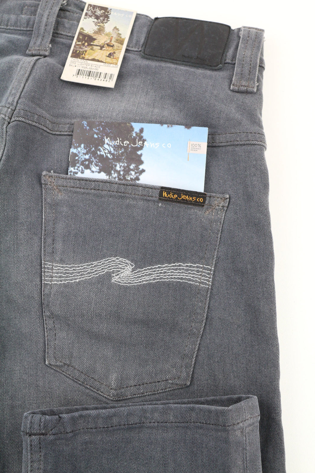 NUDIE JEANS Thin Finn Men Jeans W30/L32 Slim Mid-Rise Grey Cotton Elastane