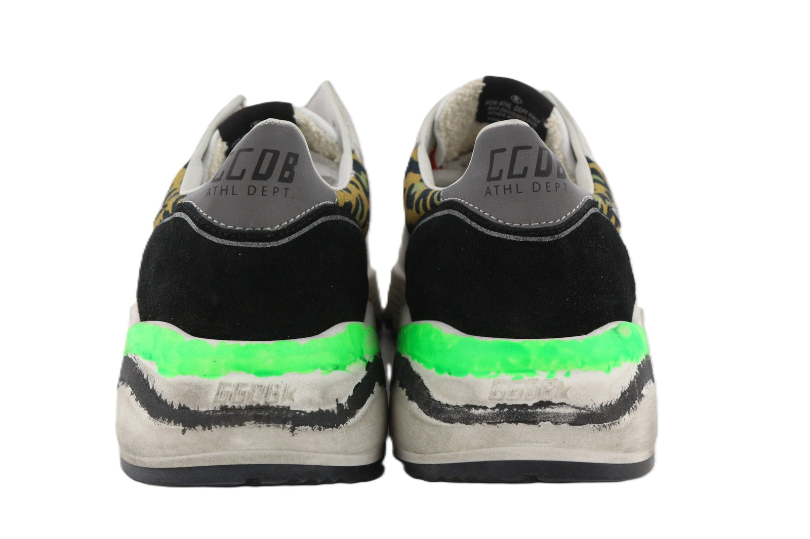 „GOLDEN GOOSE“ bėgimo vyriški sportbačiai, EU43, balti, odiniai, gyvūnų rašto, suvarstomi sportbačiai 