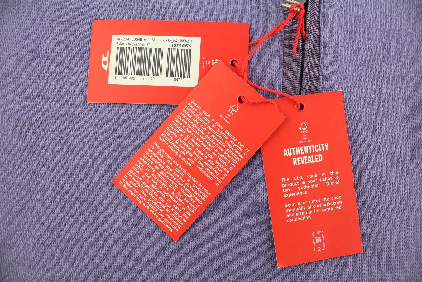 DIESEL S-Aragon vyriškas džemperis M, violetinis, su puse užtrauktuko, raišteliu, rekomenduojama kaina – 175 € 