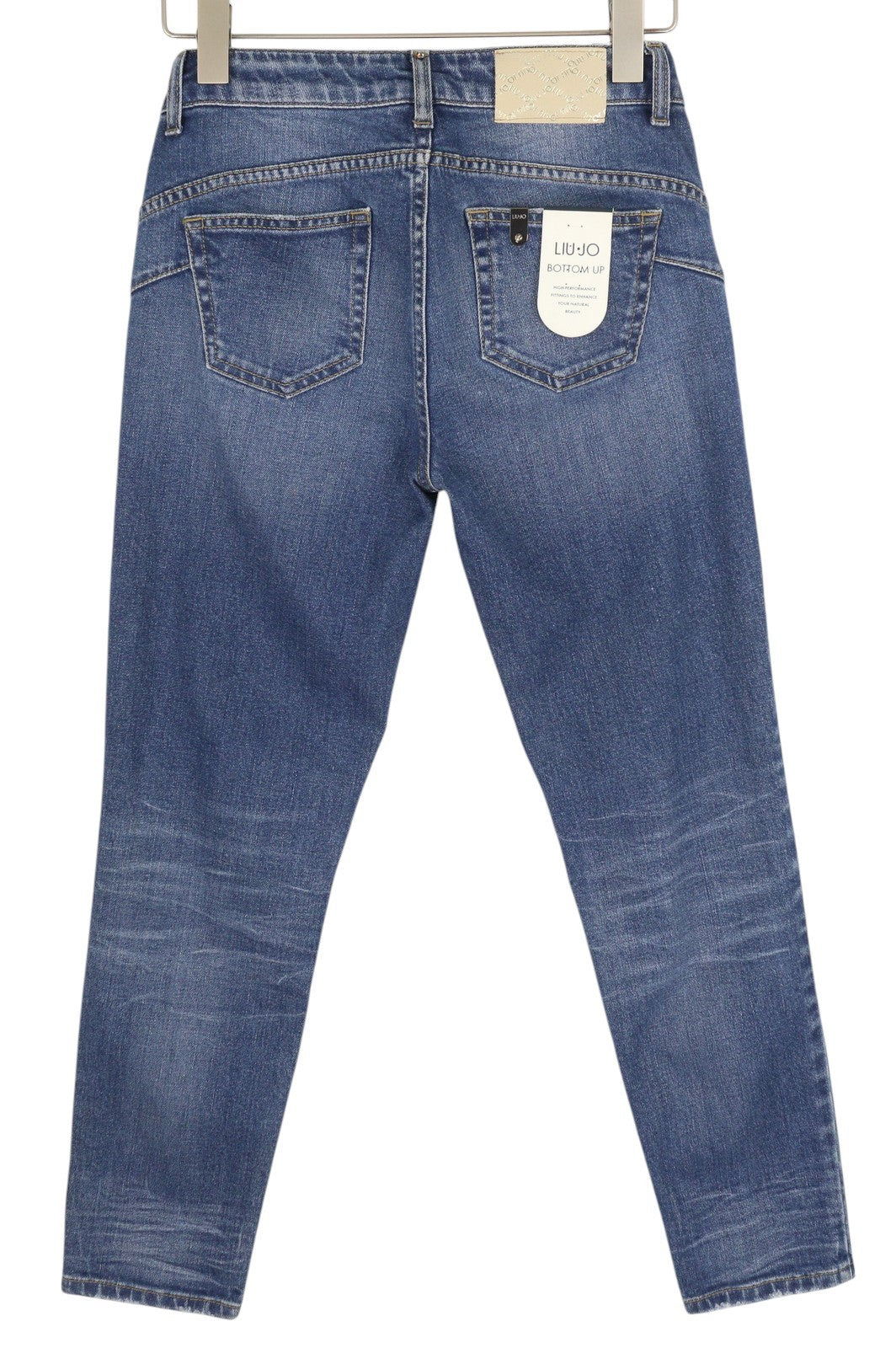 LIU JO Ideal Women Jeans W28 Blue Washed Skinny Fit Zip Fly Ankle Length Logo