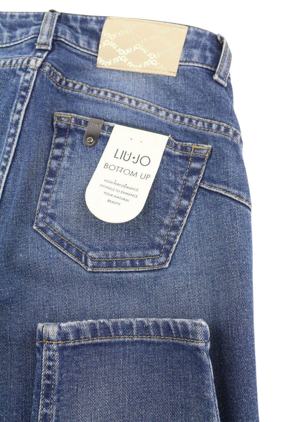 LIU JO Ideal Women Jeans W28 Blue Washed Skinny Fit Zip Fly Ankle Length Logo