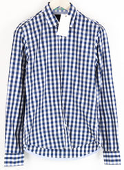 SCOTCH & SODA Men Shirt S Blue Checked Pure Cotton Long Sleeve