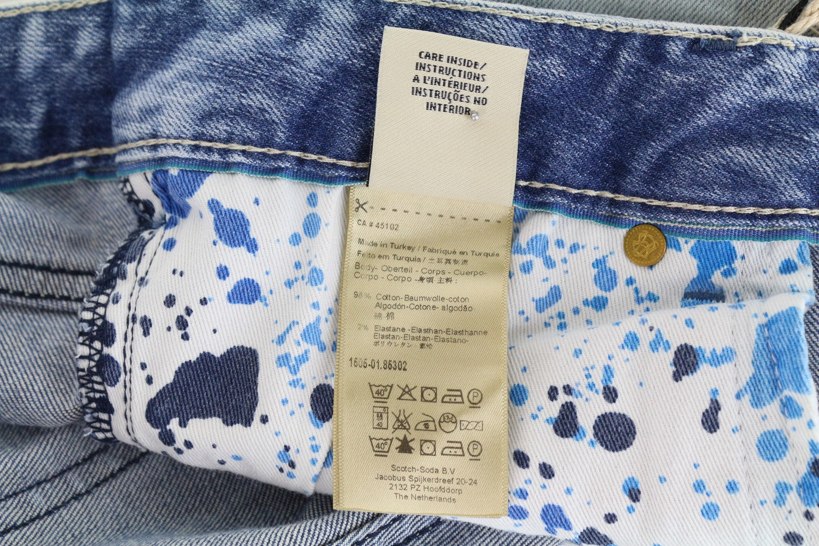 SCOTCH &amp; SODA vyriški aptempti džinsai W30 L34 aptempti mėlyni tamprūs medvilniniai džinsai 