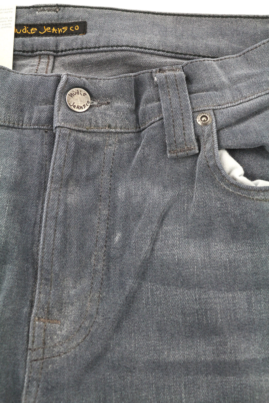 NUDIE JEANS Thin Finn Men Jeans W31/L32 Slim Fit Grey Cotton Elastane Washed