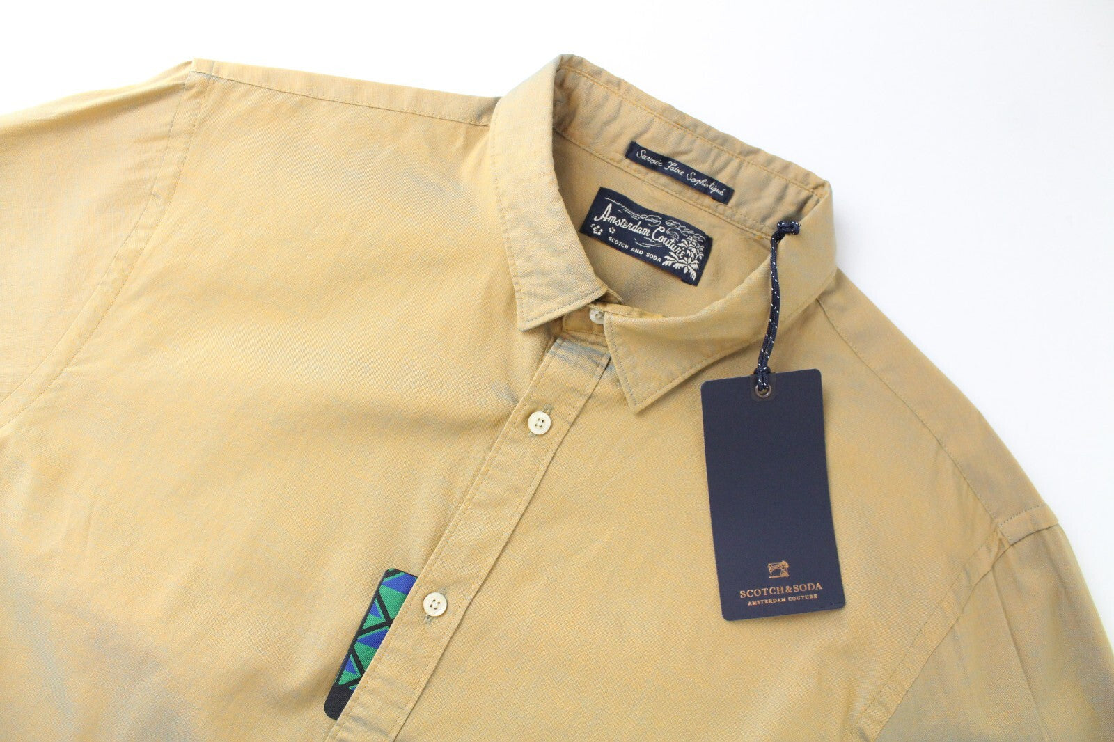 SCOTCH &amp; SODA vyriški marškinėliai M rudi ilgomis rankovėmis su sagomis užsegama apykakle 