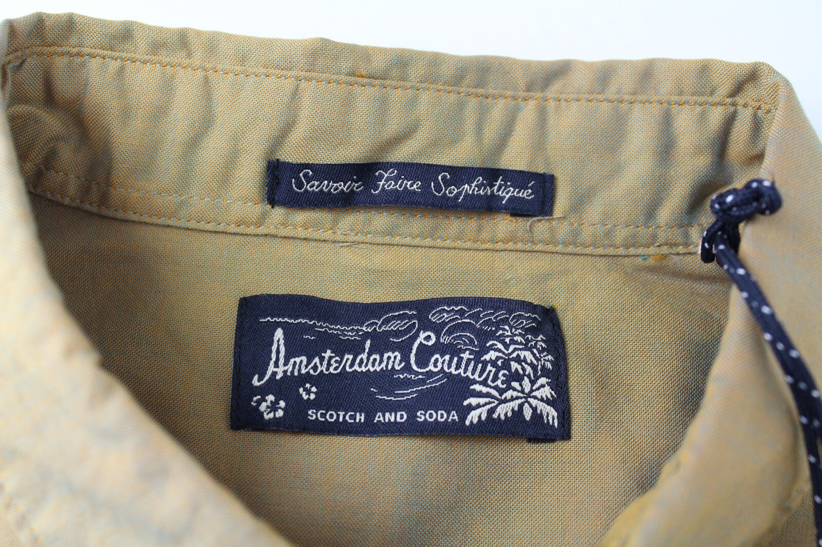 SCOTCH &amp; SODA vyriški marškinėliai M rudi ilgomis rankovėmis su sagomis užsegama apykakle 