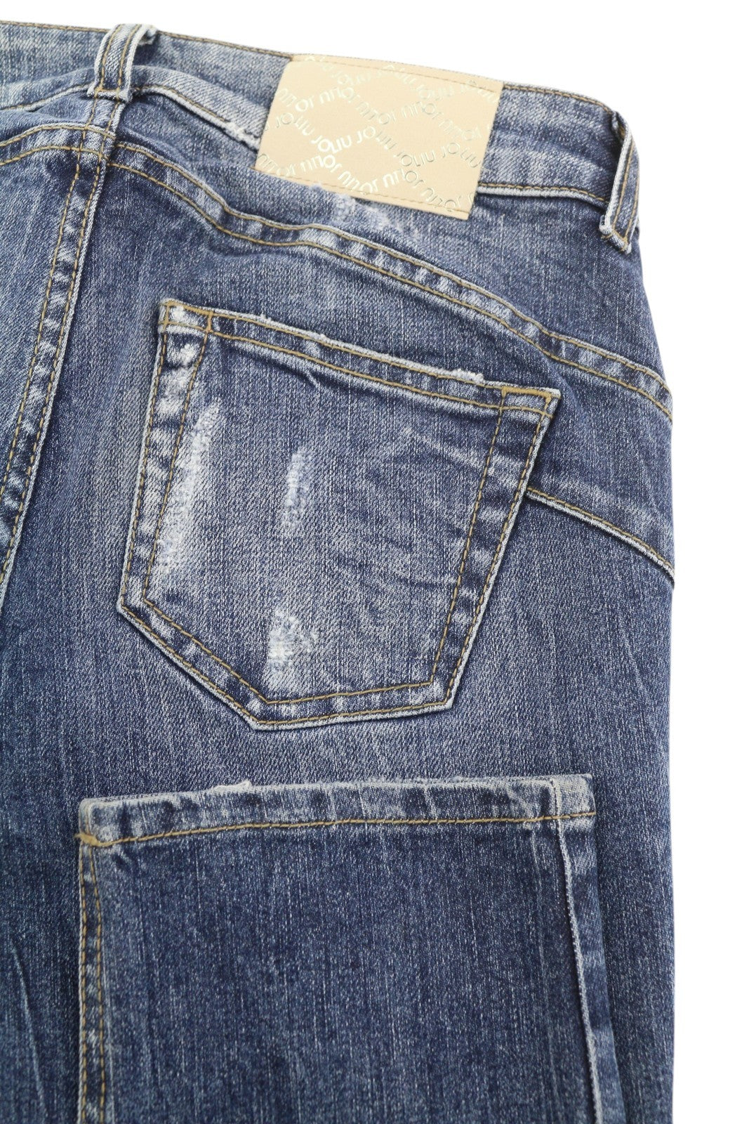 LIU JO Magnetic Women Jeans W28 Denim Blue Skinny Ripped Distress Rhinestones